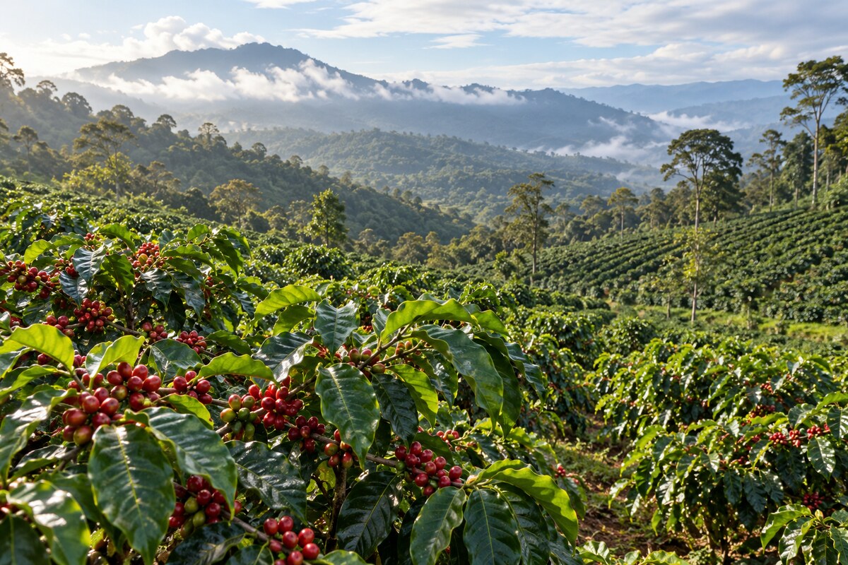 Coffee cultivation in an Indonesian highland landscape