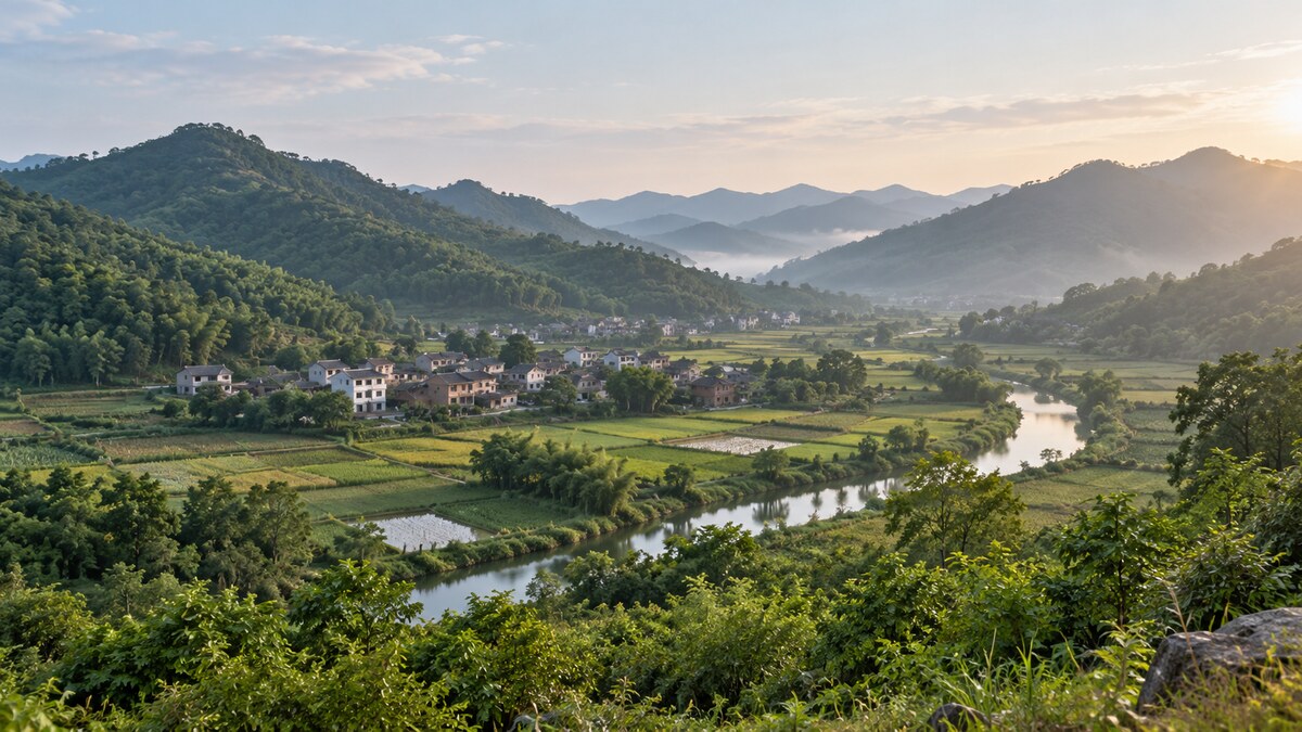 Guangdong rural setting Rural Guangdong landscape