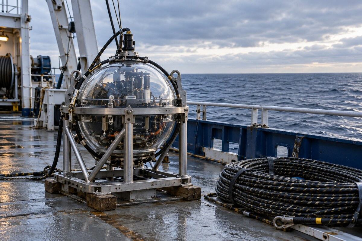 Glass housing on research-vessel deck